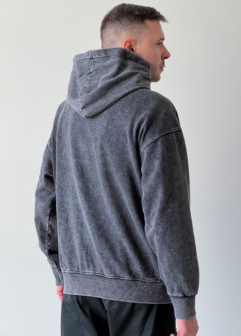Graphite garment-dyed hoodie