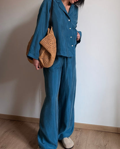 Teal tencel-cupro suit