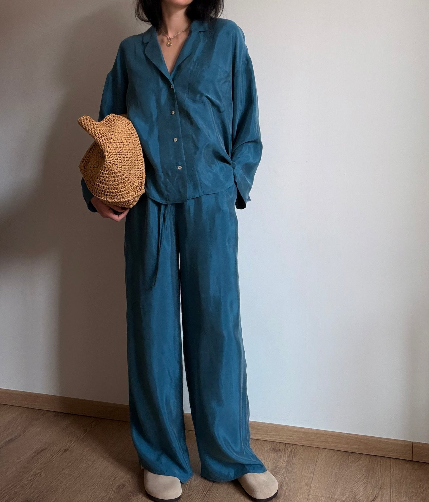 Teal tencel-cupro suit