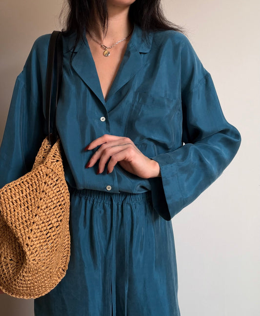 Teal tencel-cupro suit