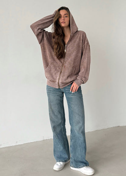 Light brown garment-dyed hoodie