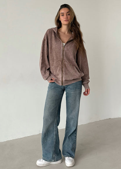 Light brown garment-dyed hoodie