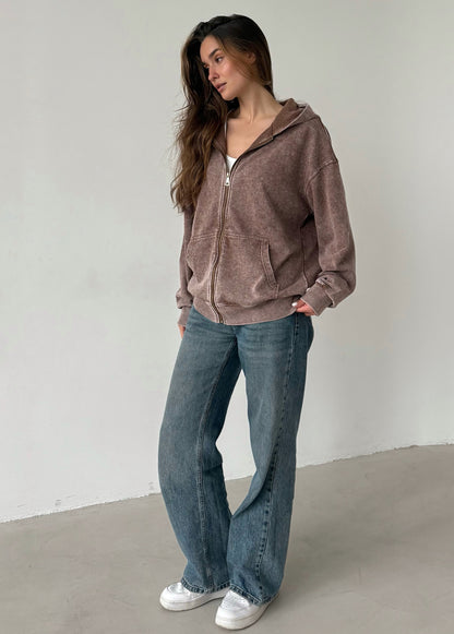 Light brown garment-dyed hoodie