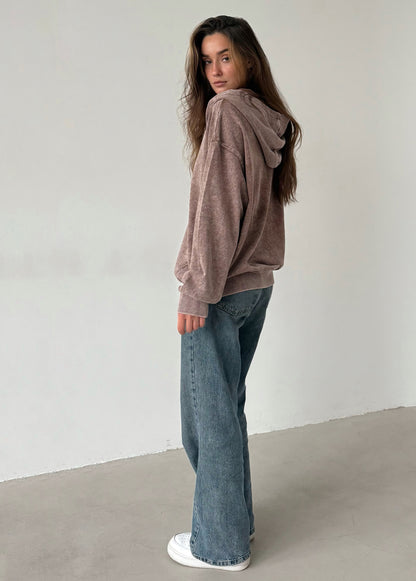 Light brown garment-dyed hoodie