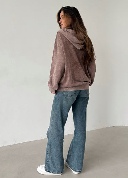 Light brown garment-dyed hoodie
