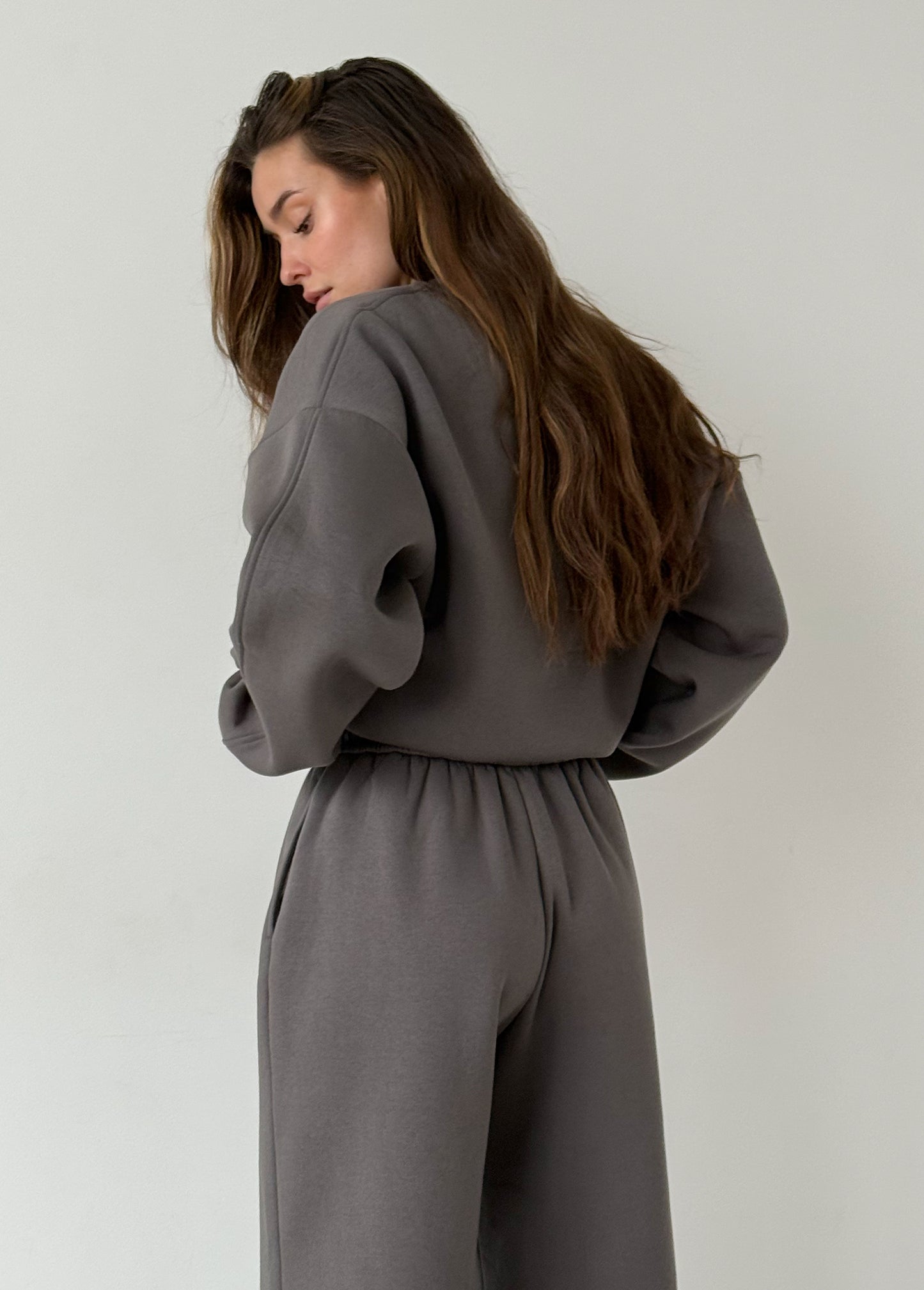 Dark grey fleece sweatshirt