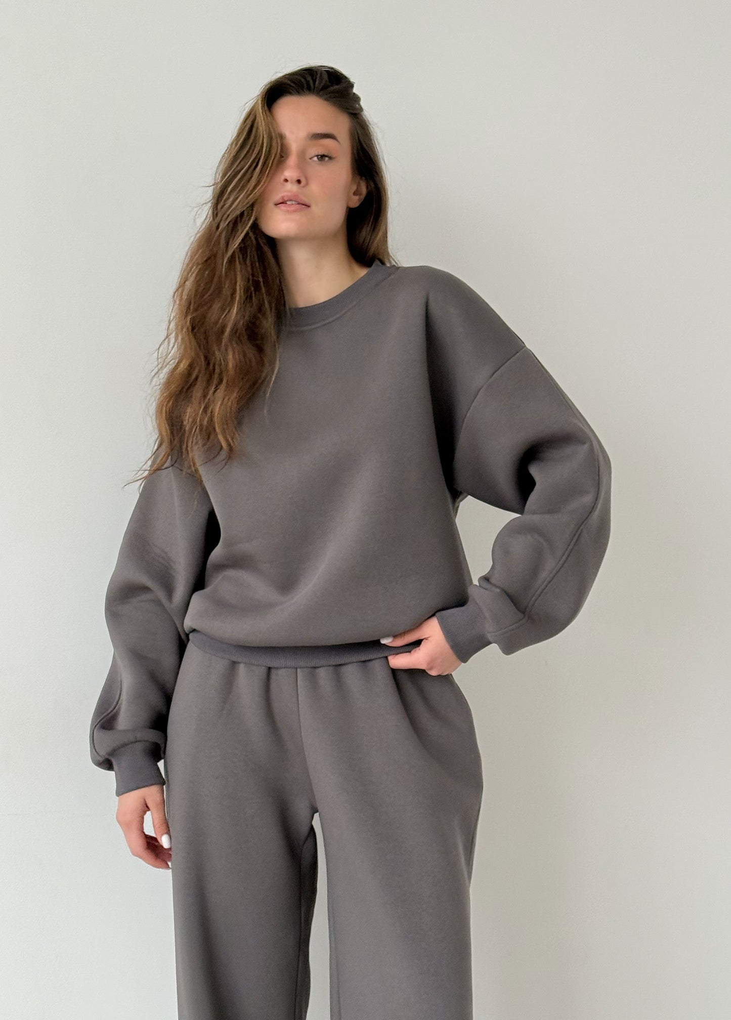 Dark grey fleece sweatshirt