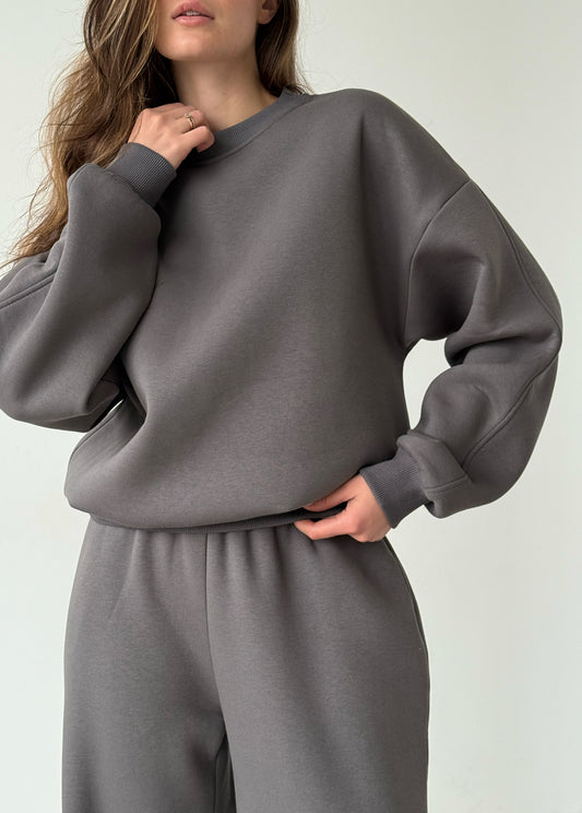 Dark grey fleece sweatshirt