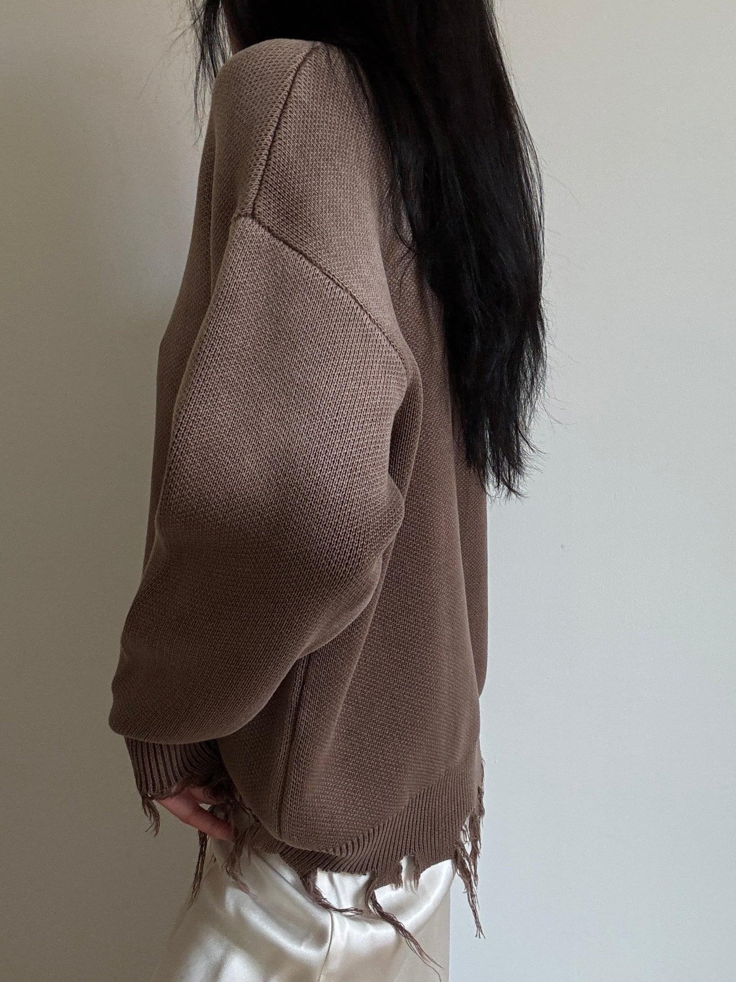 Brown ripped jumper