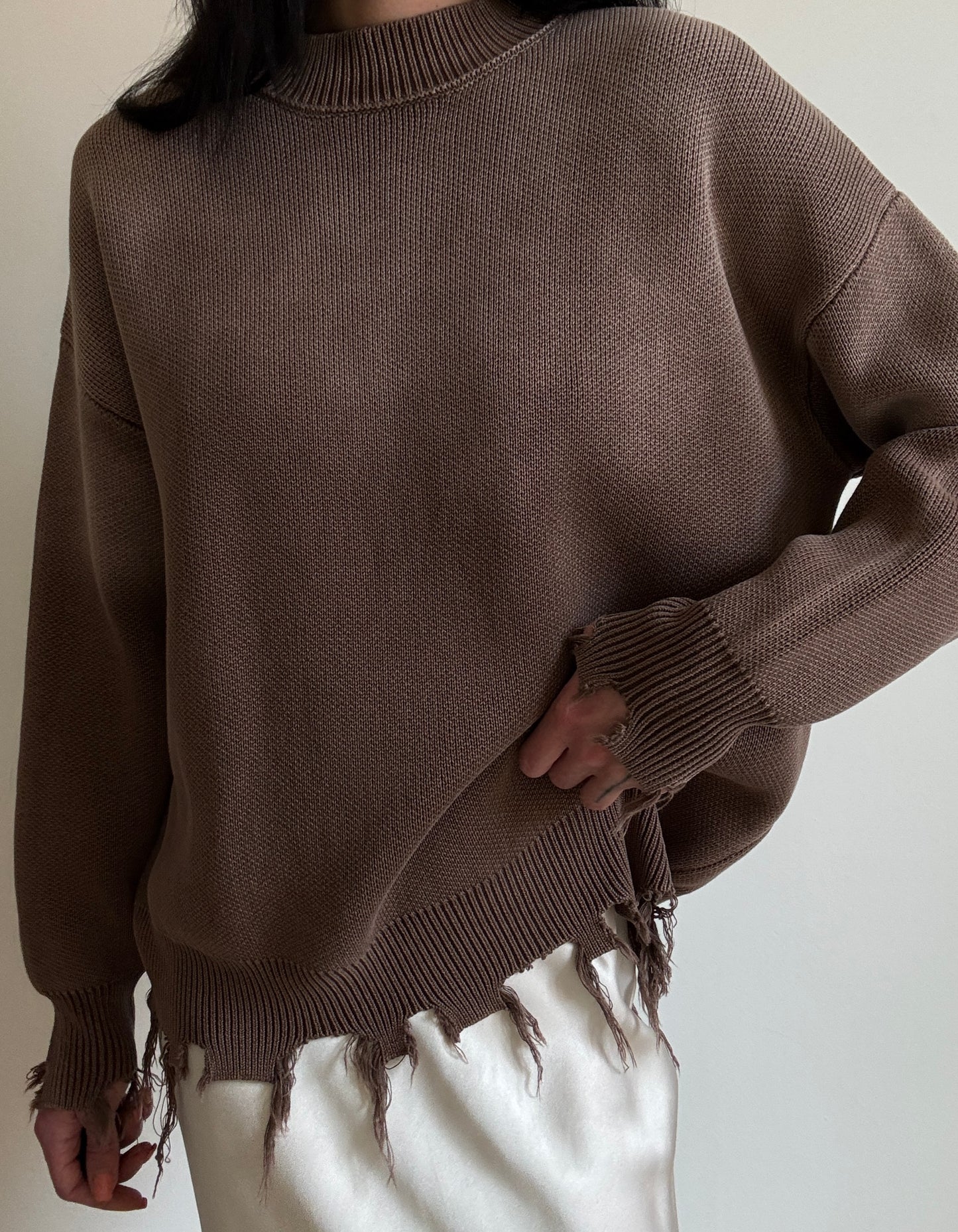 Brown ripped jumper