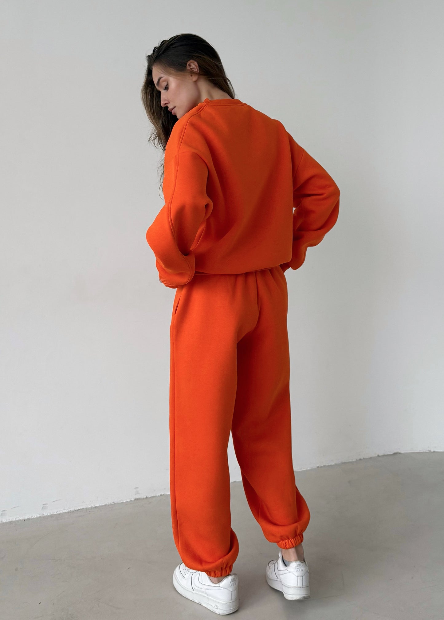 Orange fleece sweatshirt