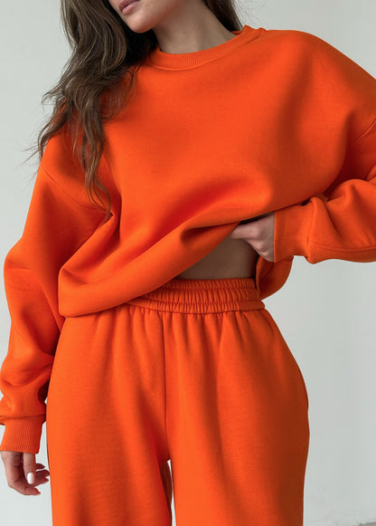 Orange fleece sweatshirt