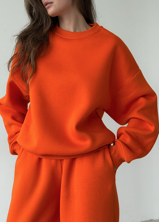 Orange fleece sweatshirt