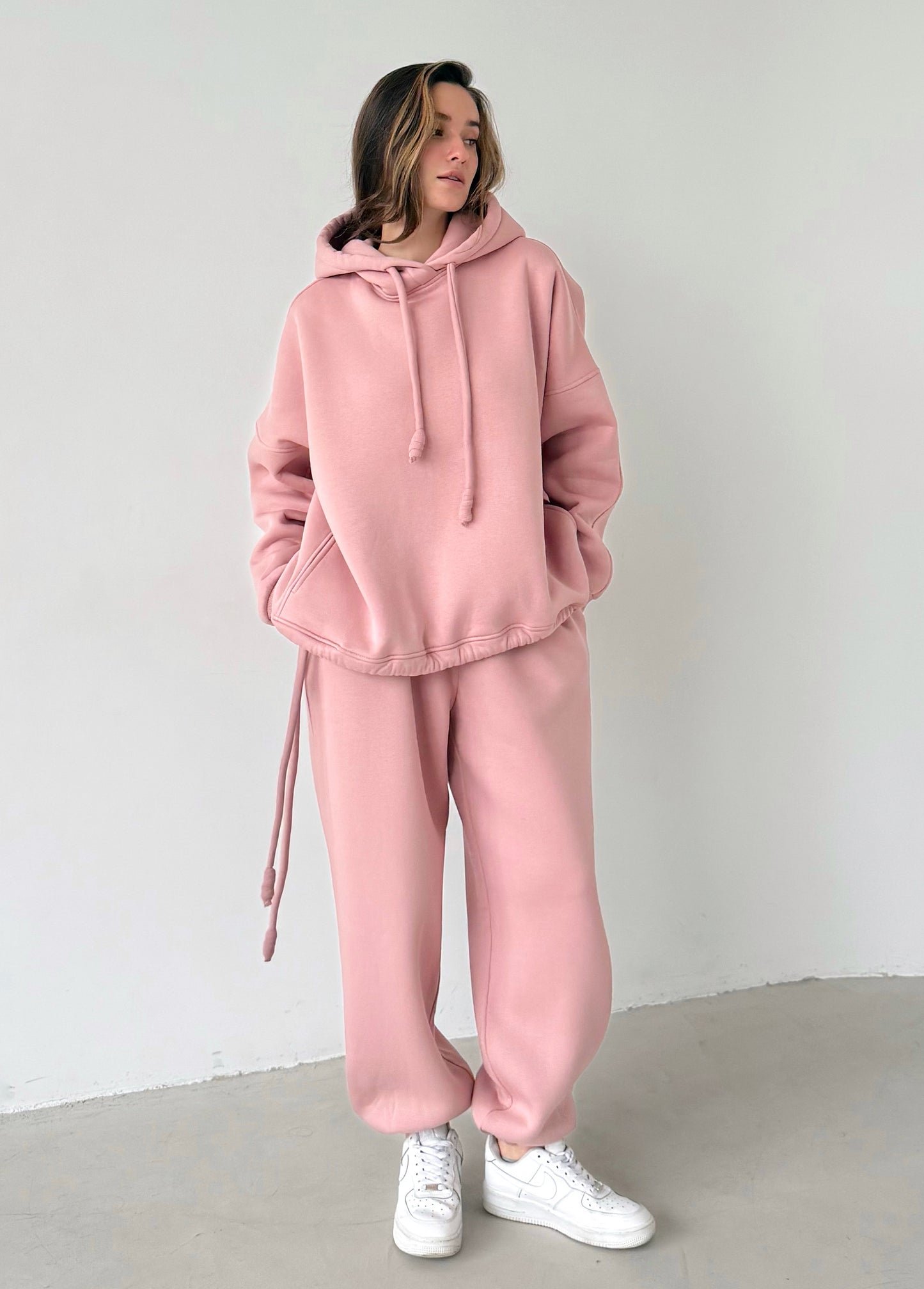 Pink basic fleece hoodie