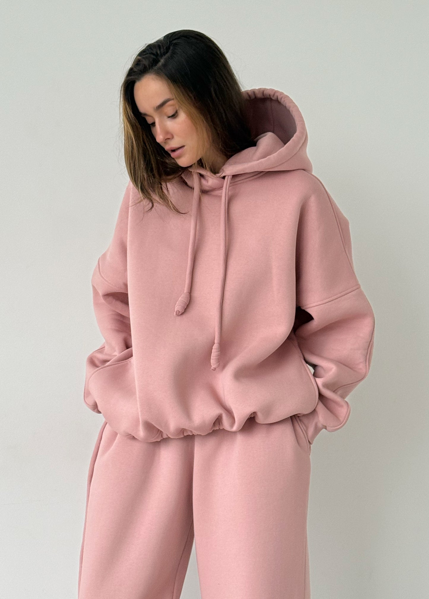 Pink basic fleece hoodie
