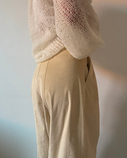 Sand corduroy baggy trousers with fly