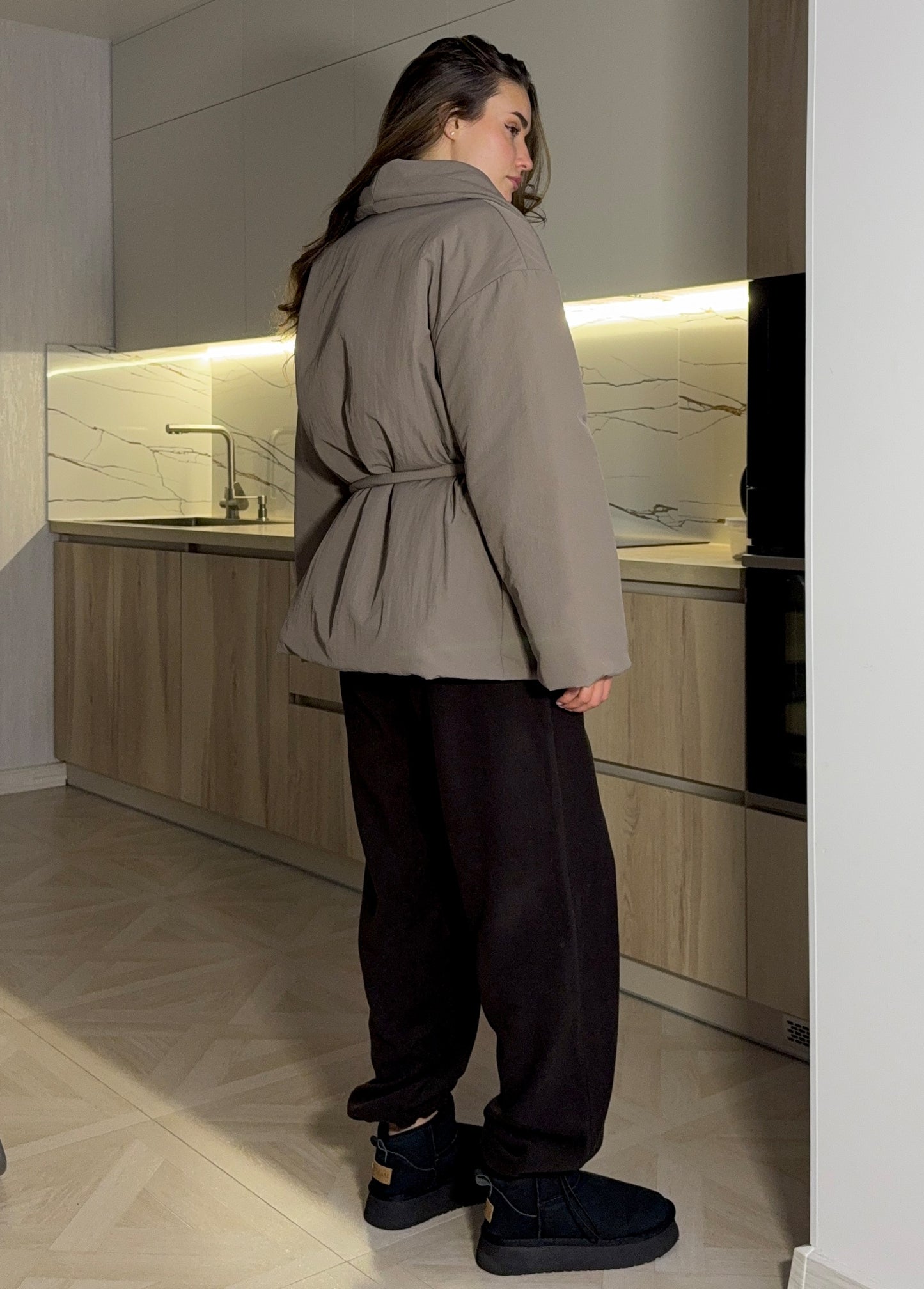 Cocoa jacket with shawl collar