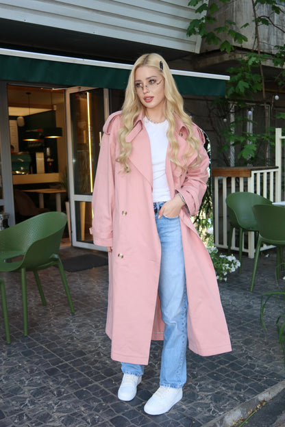 Pink oversized-fit trench coat