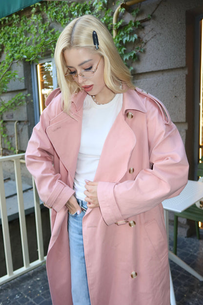 Pink oversized-fit trench coat