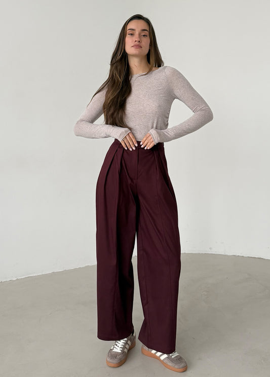 Marsala baggy trousers with fly