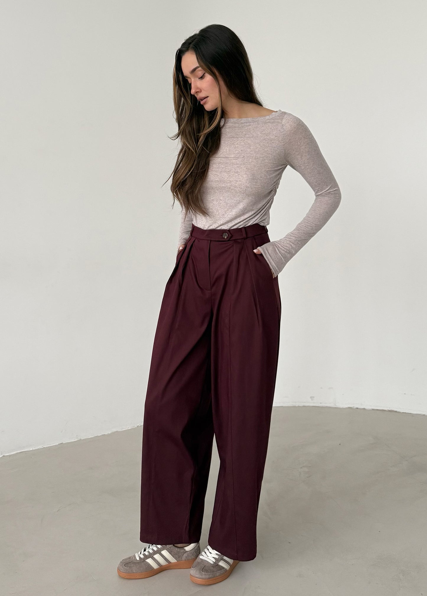 Marsala baggy trousers with fly