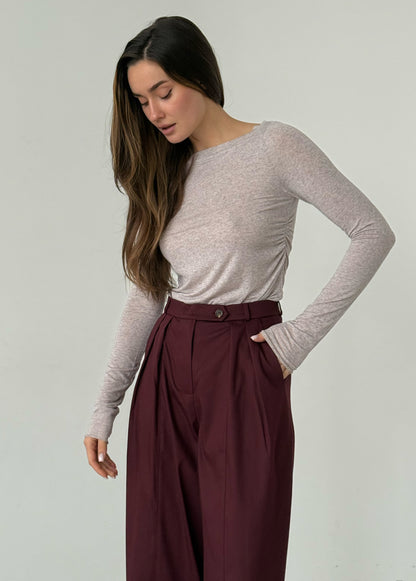 Marsala baggy trousers with fly