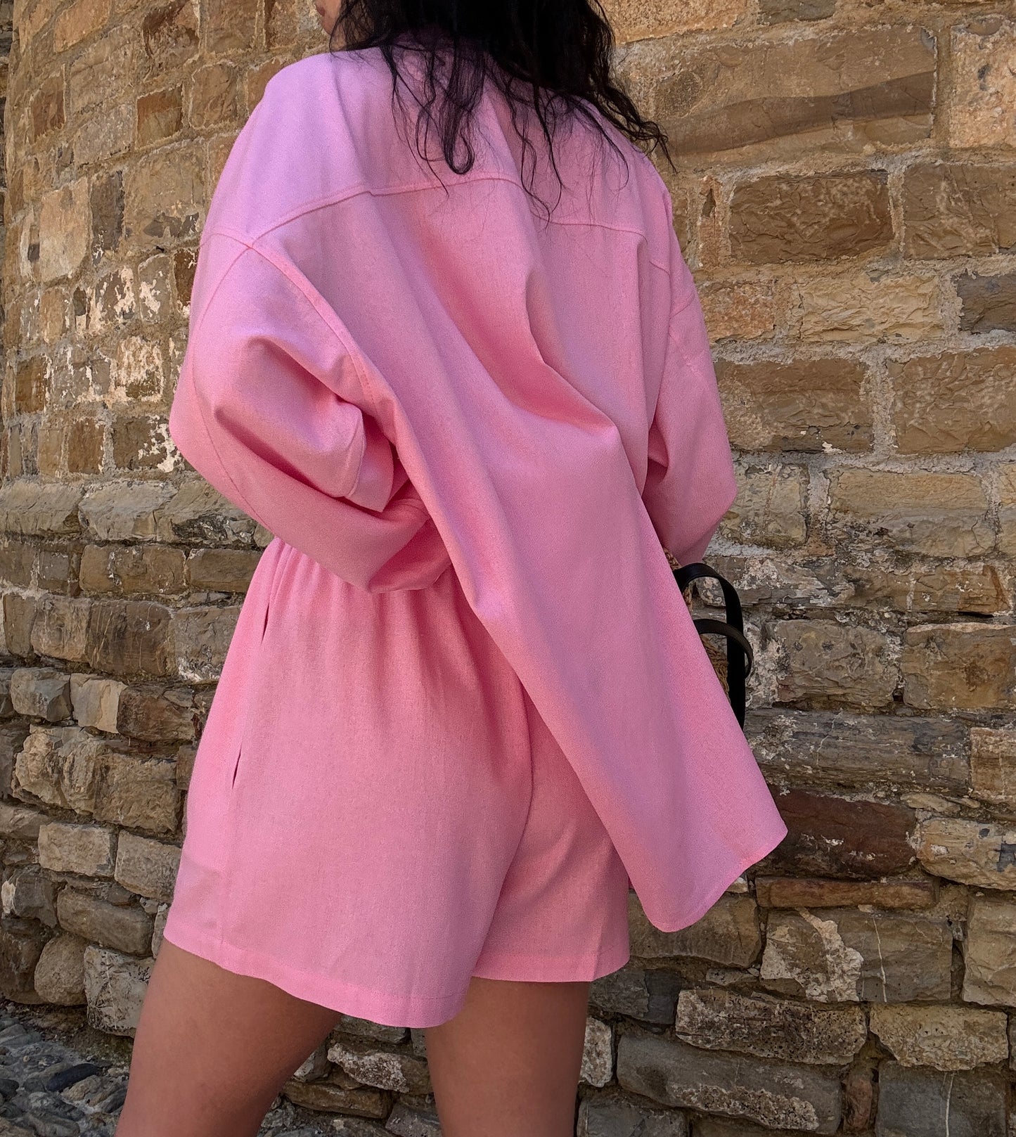 Pink linen-viscose shirt