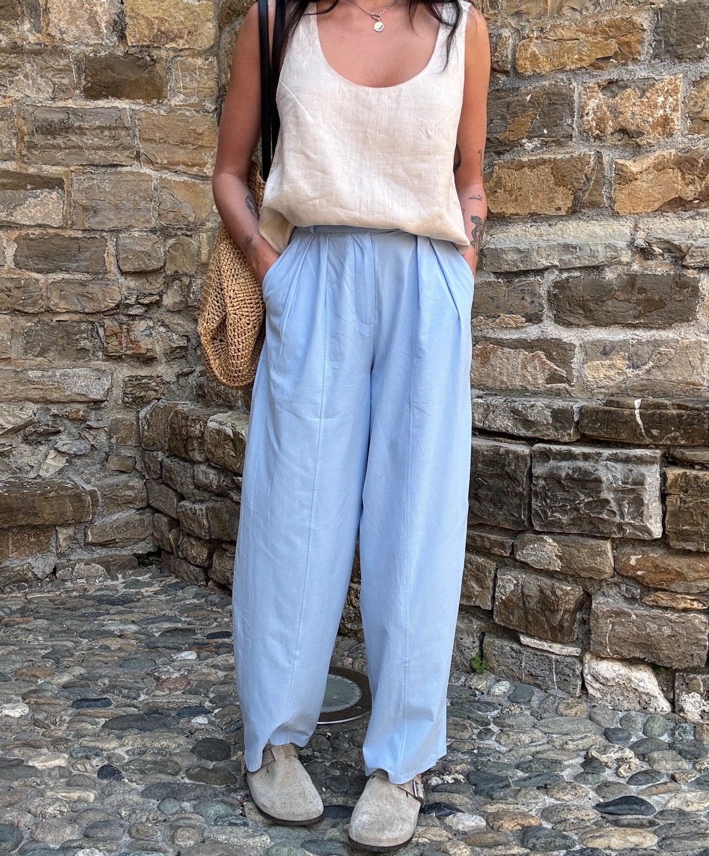 Blue cotton trousers
