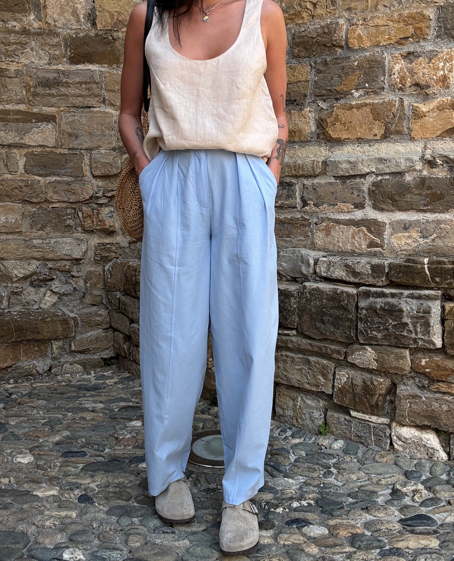 Blue cotton trousers