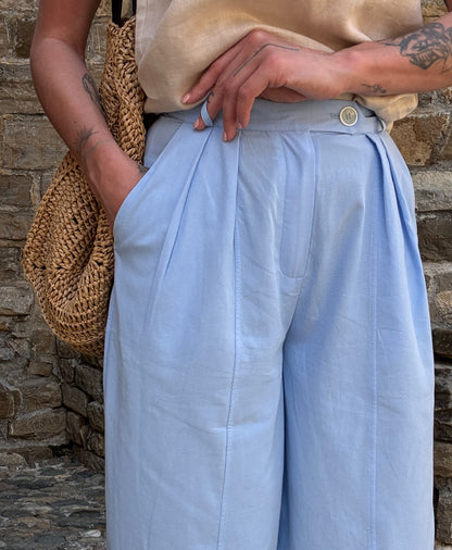 Blue cotton trousers