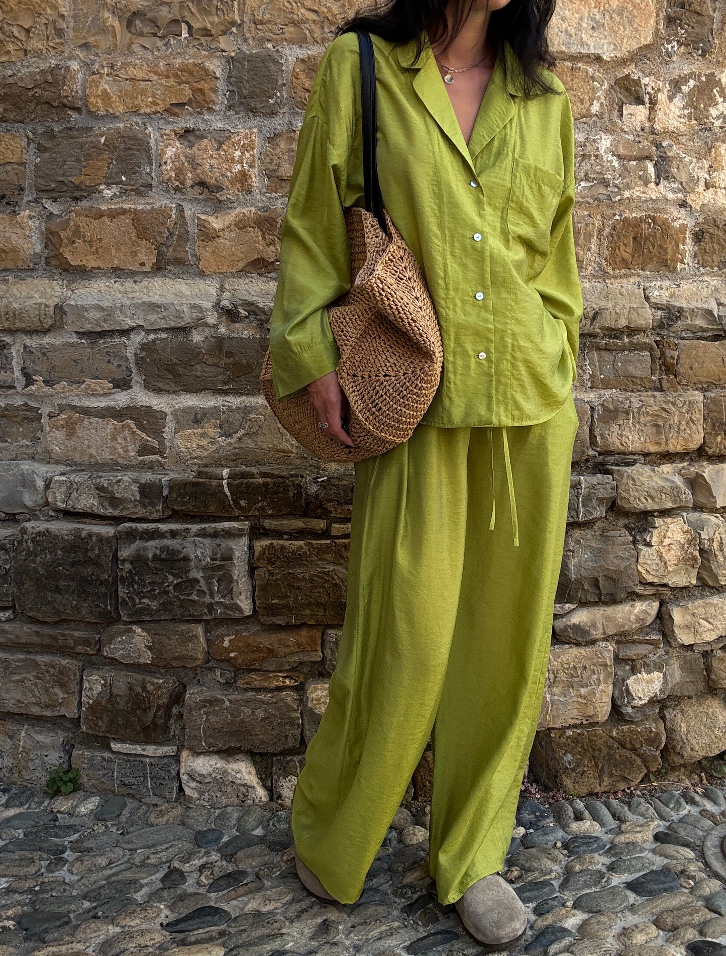 Lime silk-blend suit