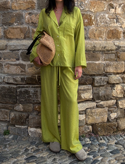Lime silk-blend suit
