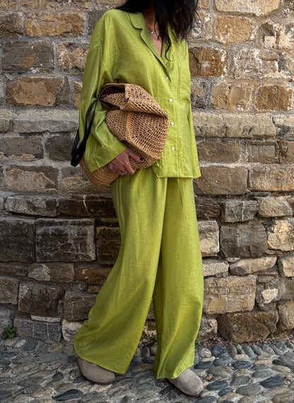 Lime silk-blend suit