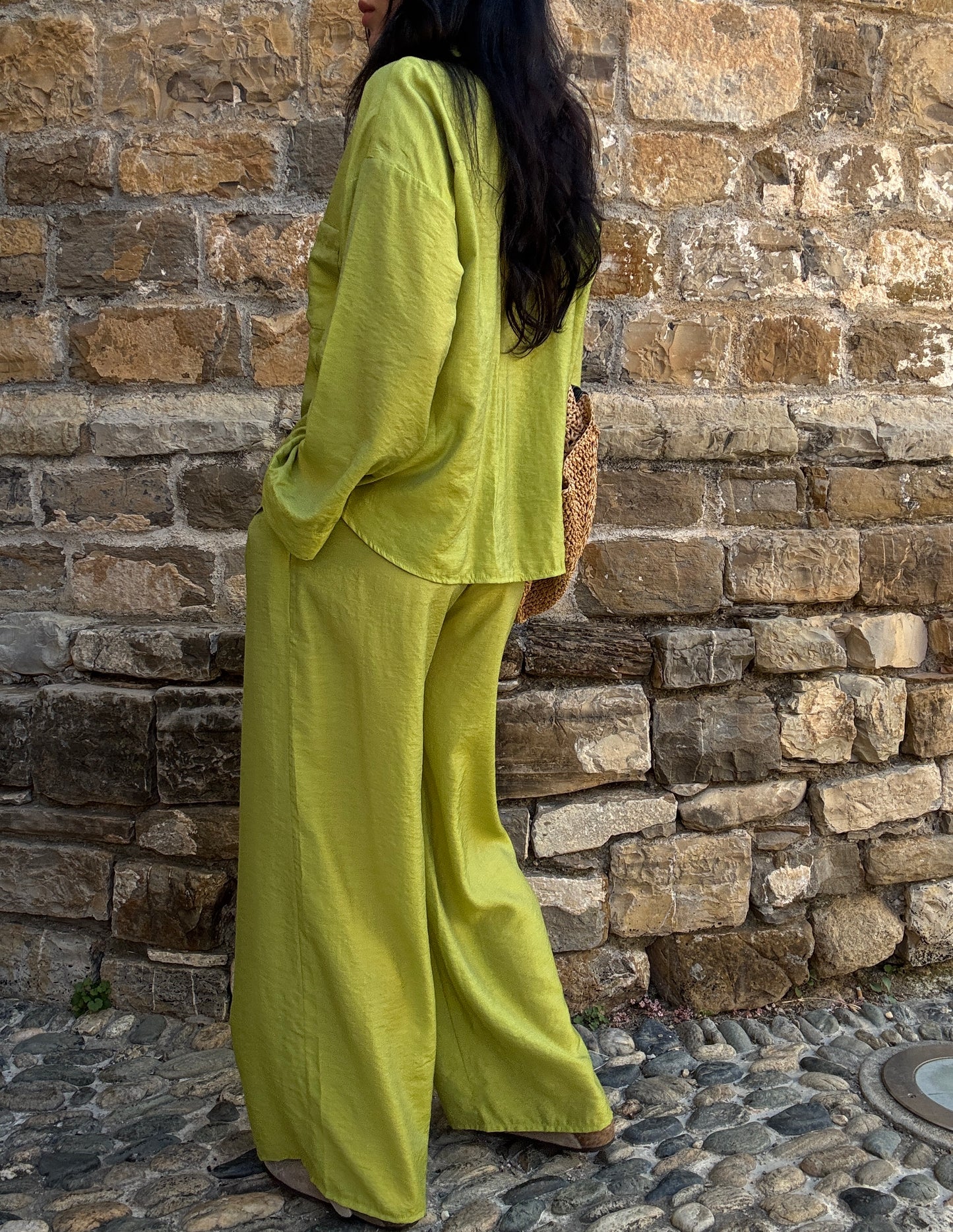 Lime silk-blend suit