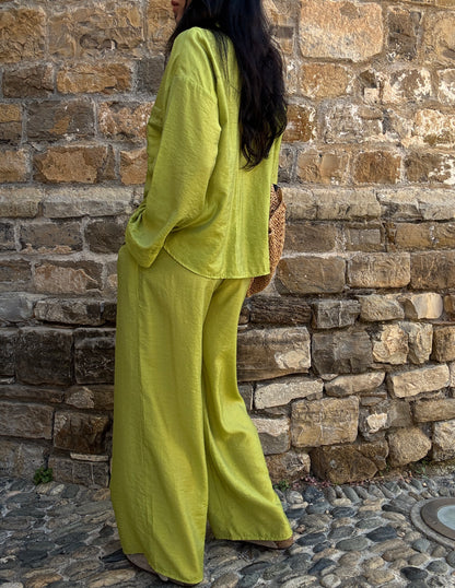 Lime silk-blend suit