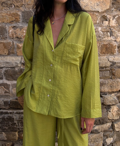 Lime silk-blend suit