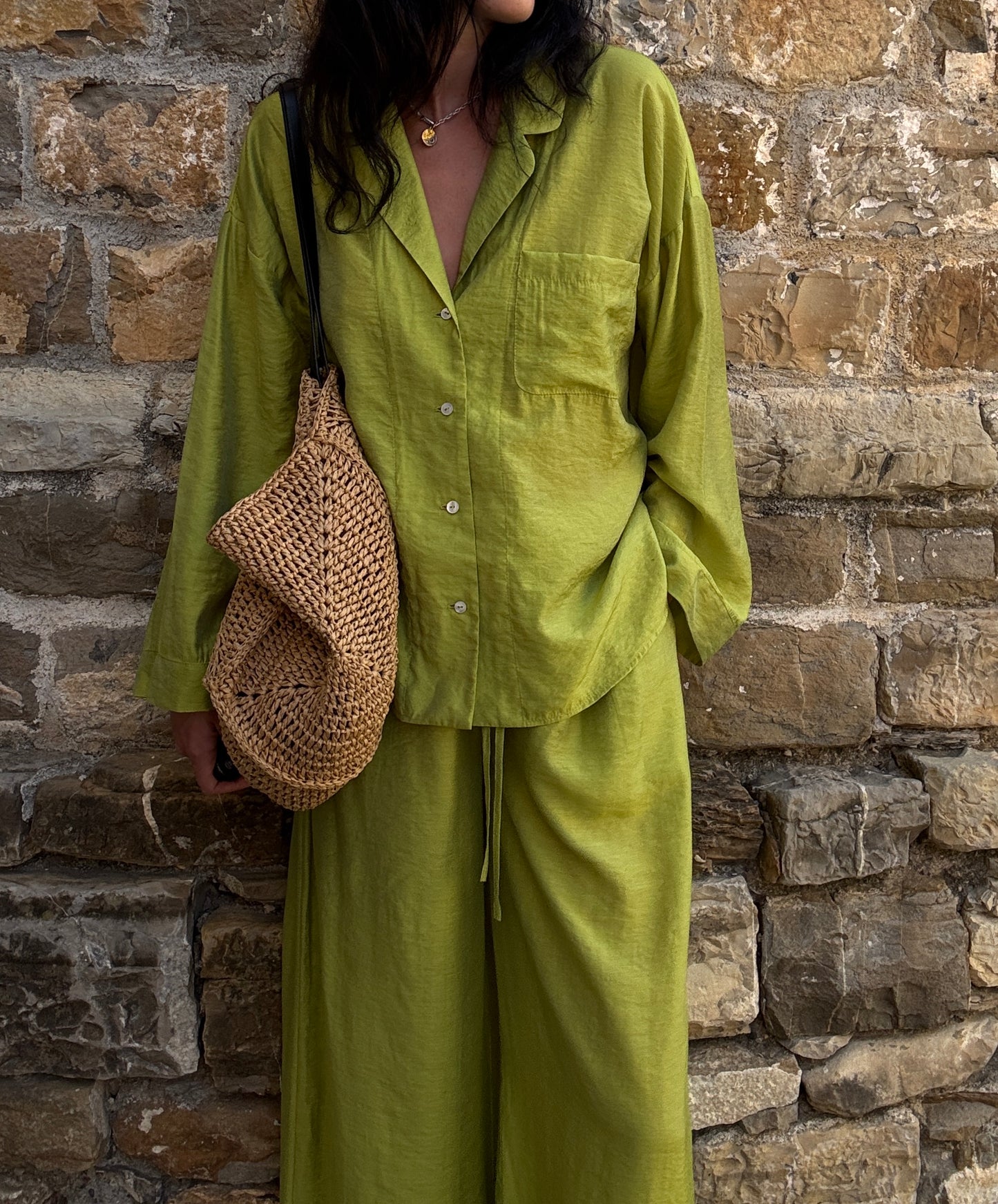 Lime silk-blend suit