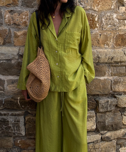 Lime silk-blend suit