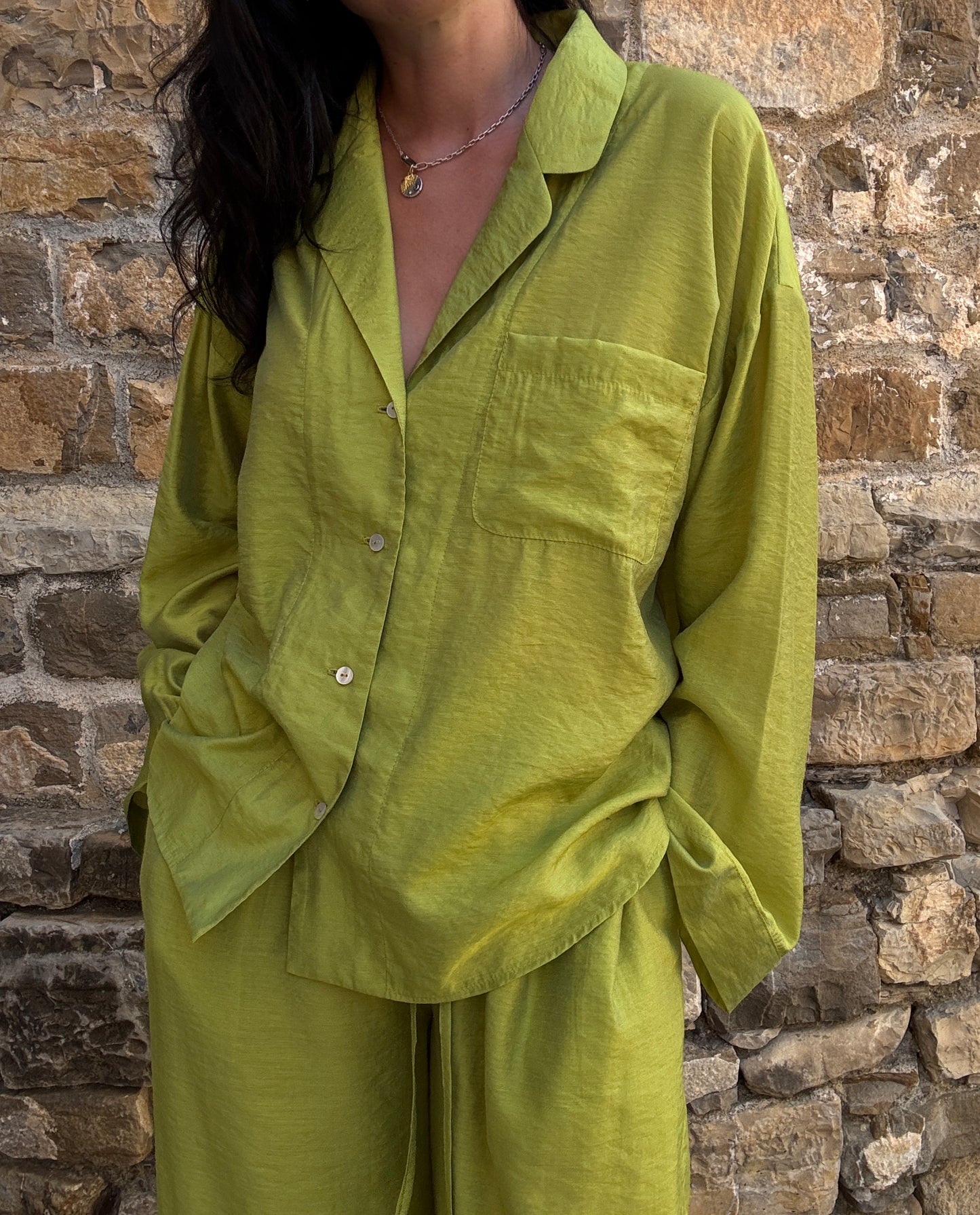 Lime silk-blend suit