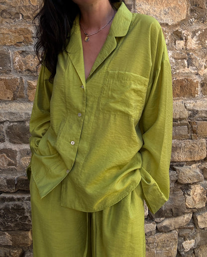 Lime silk-blend suit