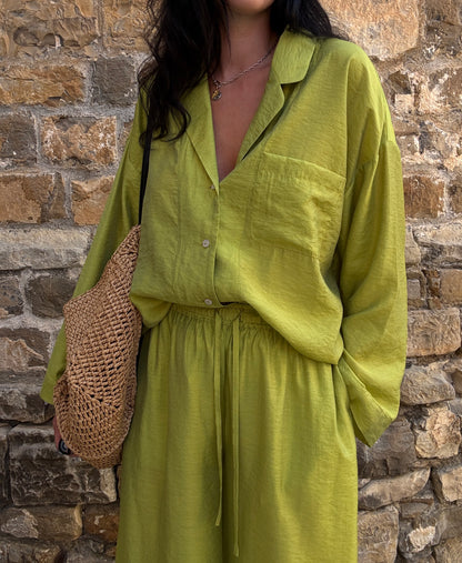 Lime silk-blend suit