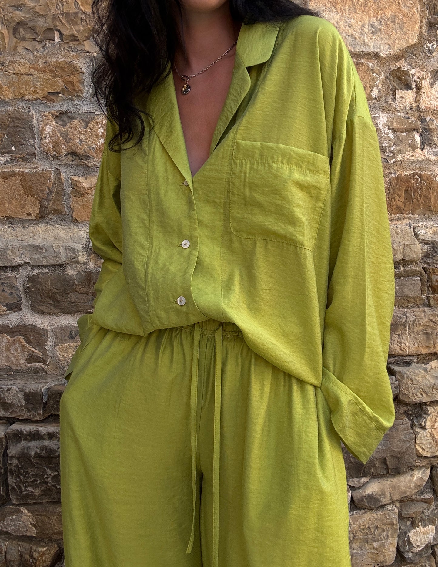 Lime silk-blend suit