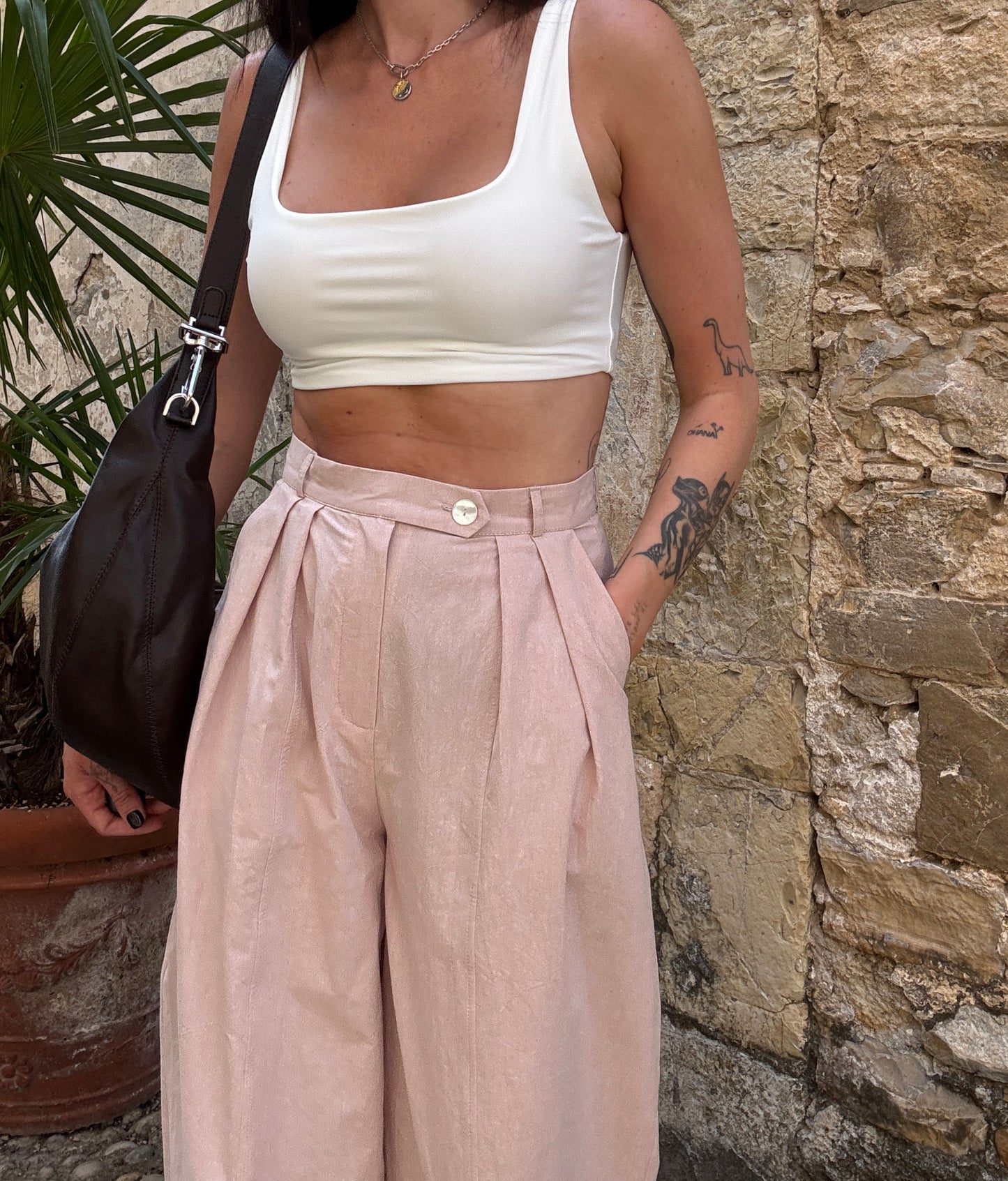 Pale pink cotton trousers