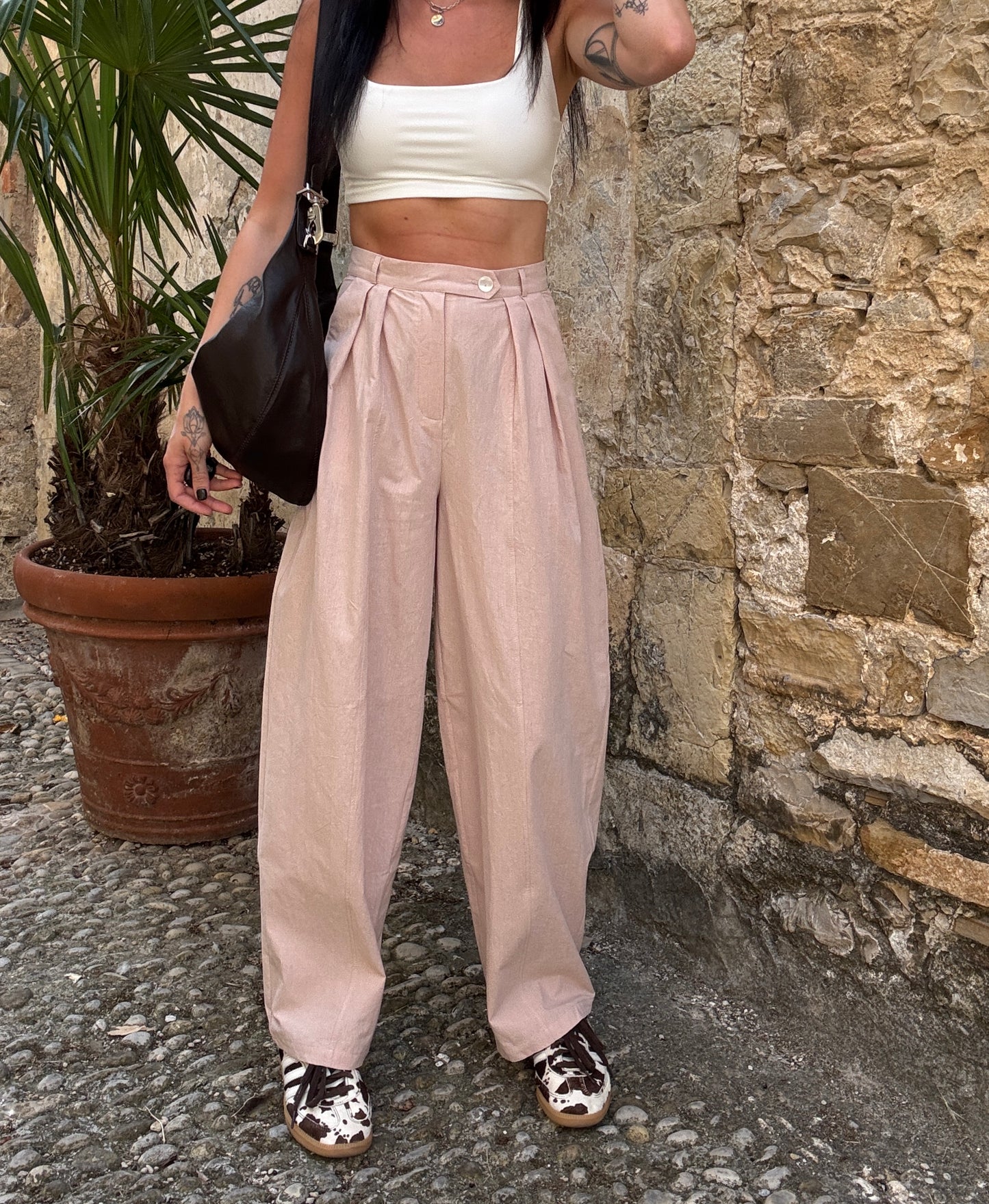 Pale pink cotton trousers