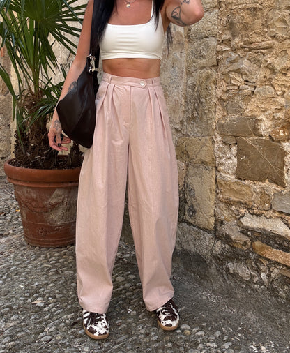 Pale pink cotton trousers