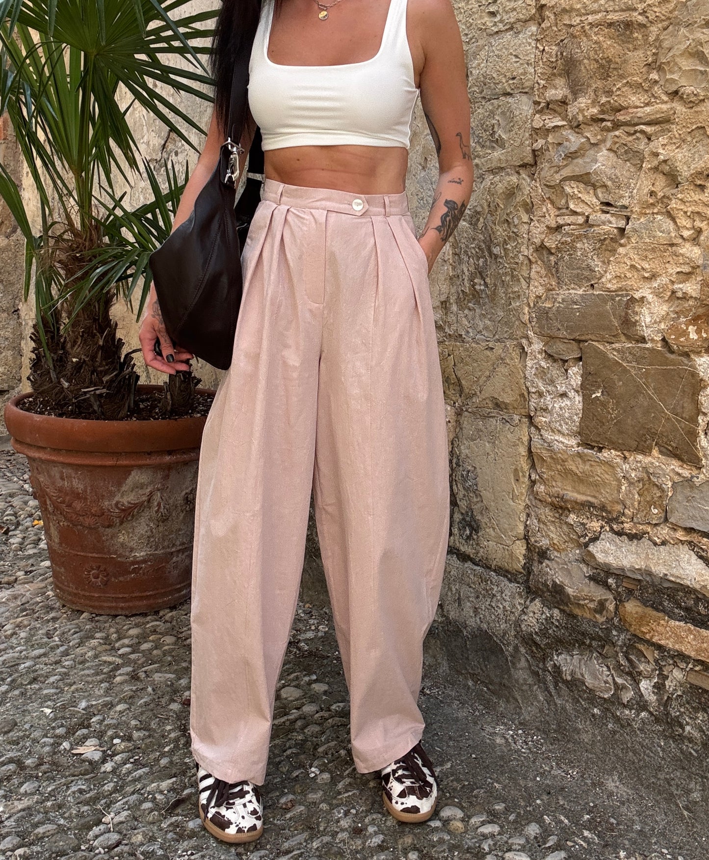 Pale pink cotton trousers