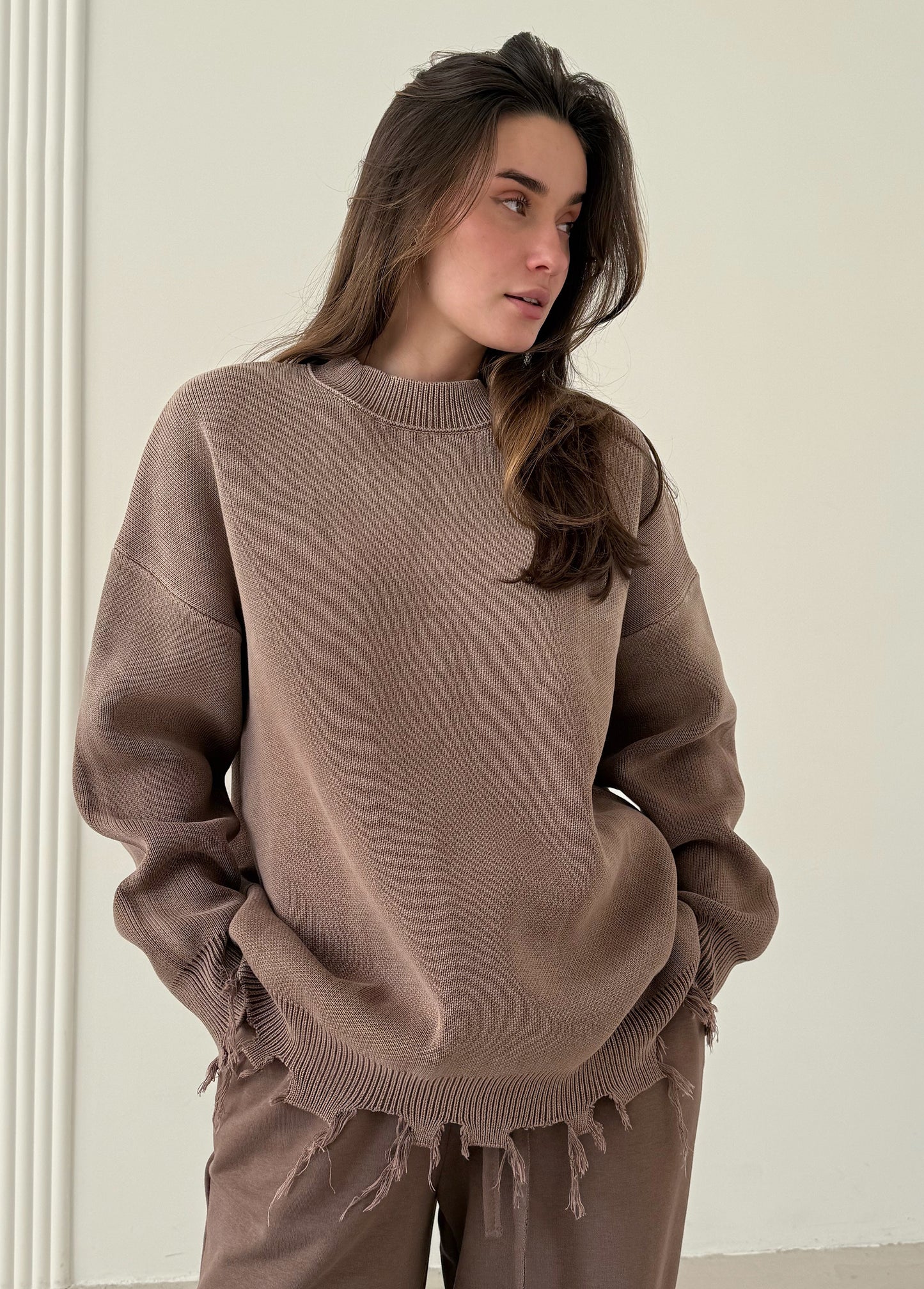 Brown ripped jumper