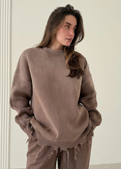 Brown ripped jumper
