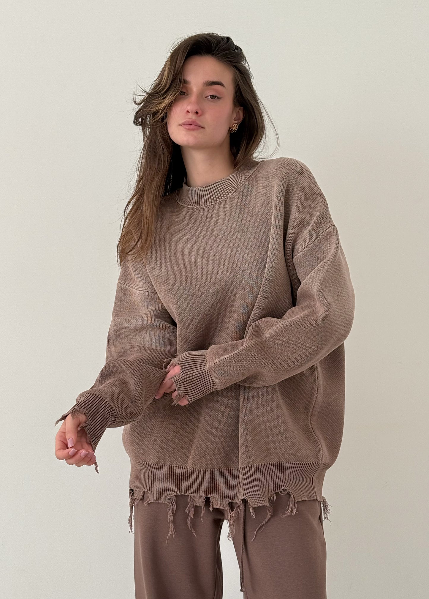 Brown ripped jumper