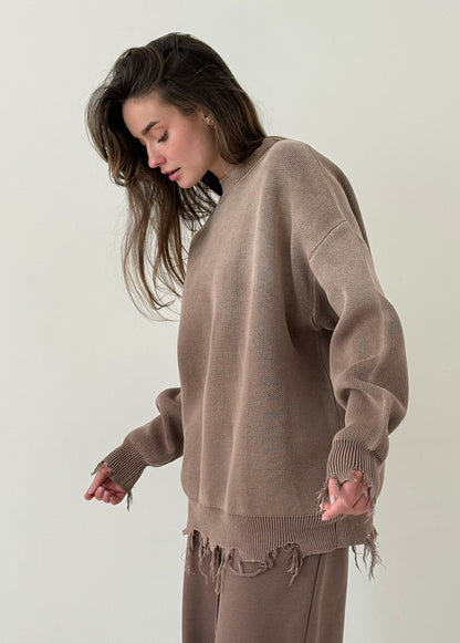 Brown ripped jumper